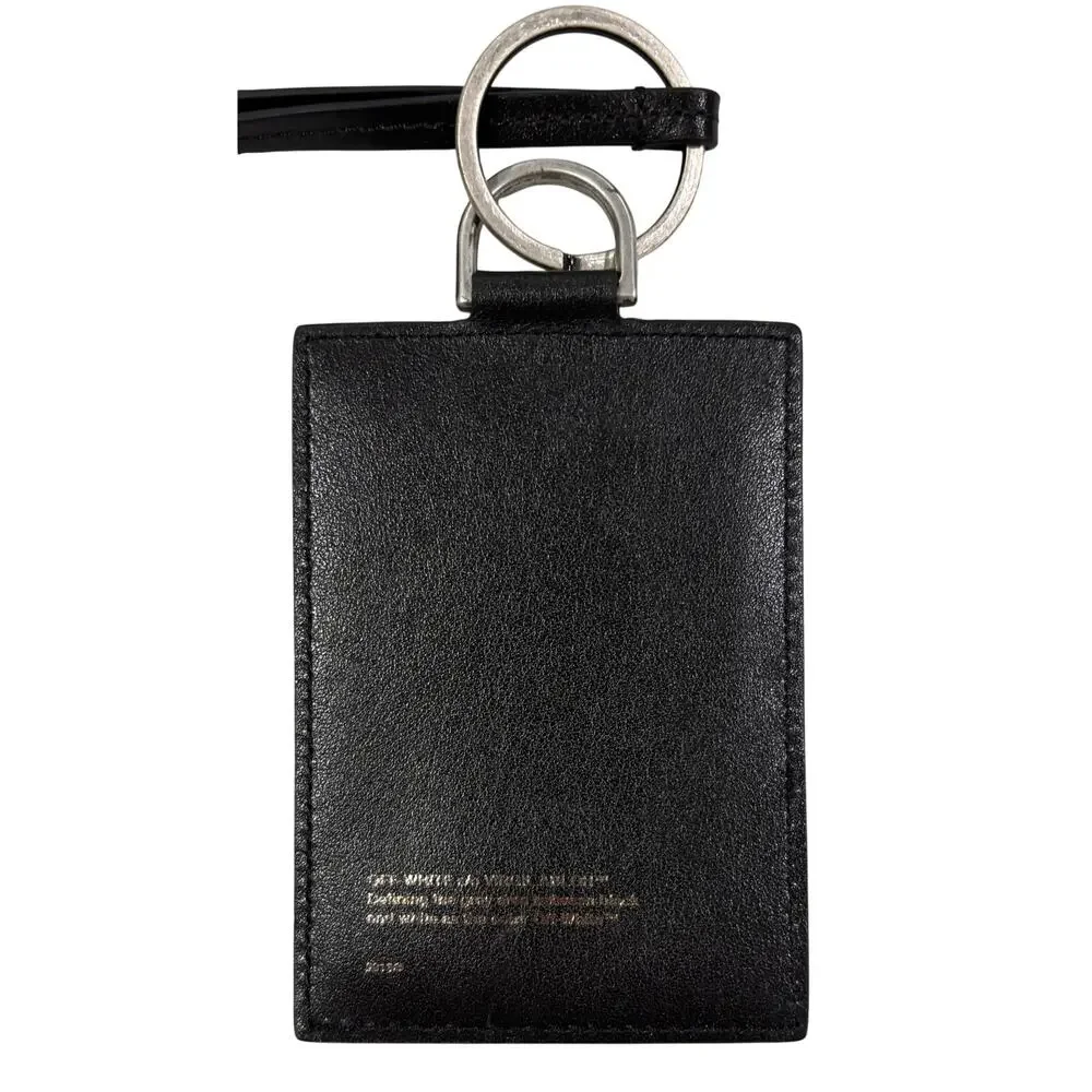 15-96(2) OFF-WHITE x VIRGIL ABLOH Leather Badge Card Holder Black